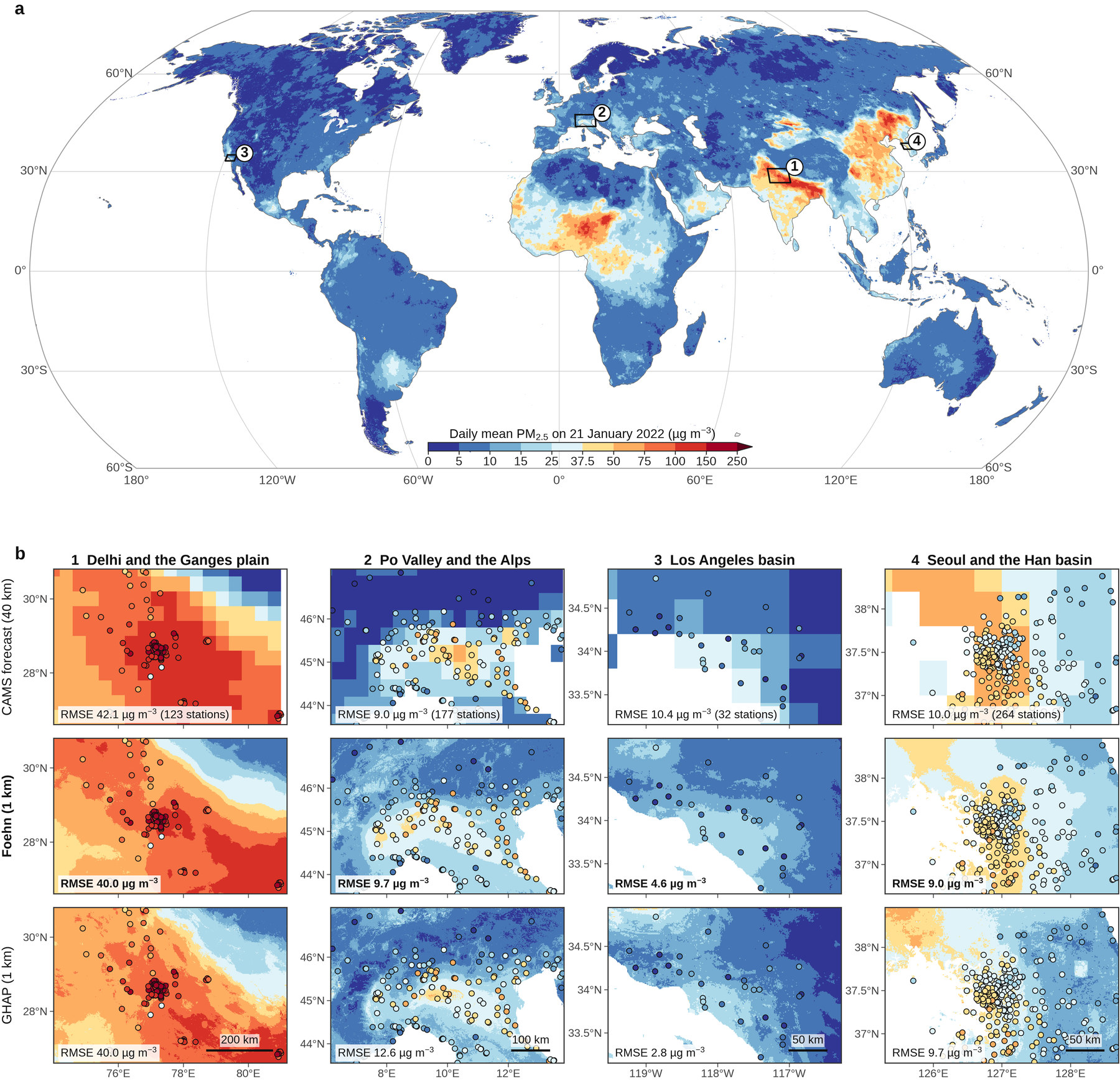 One forecast of the whole planet at 1 km