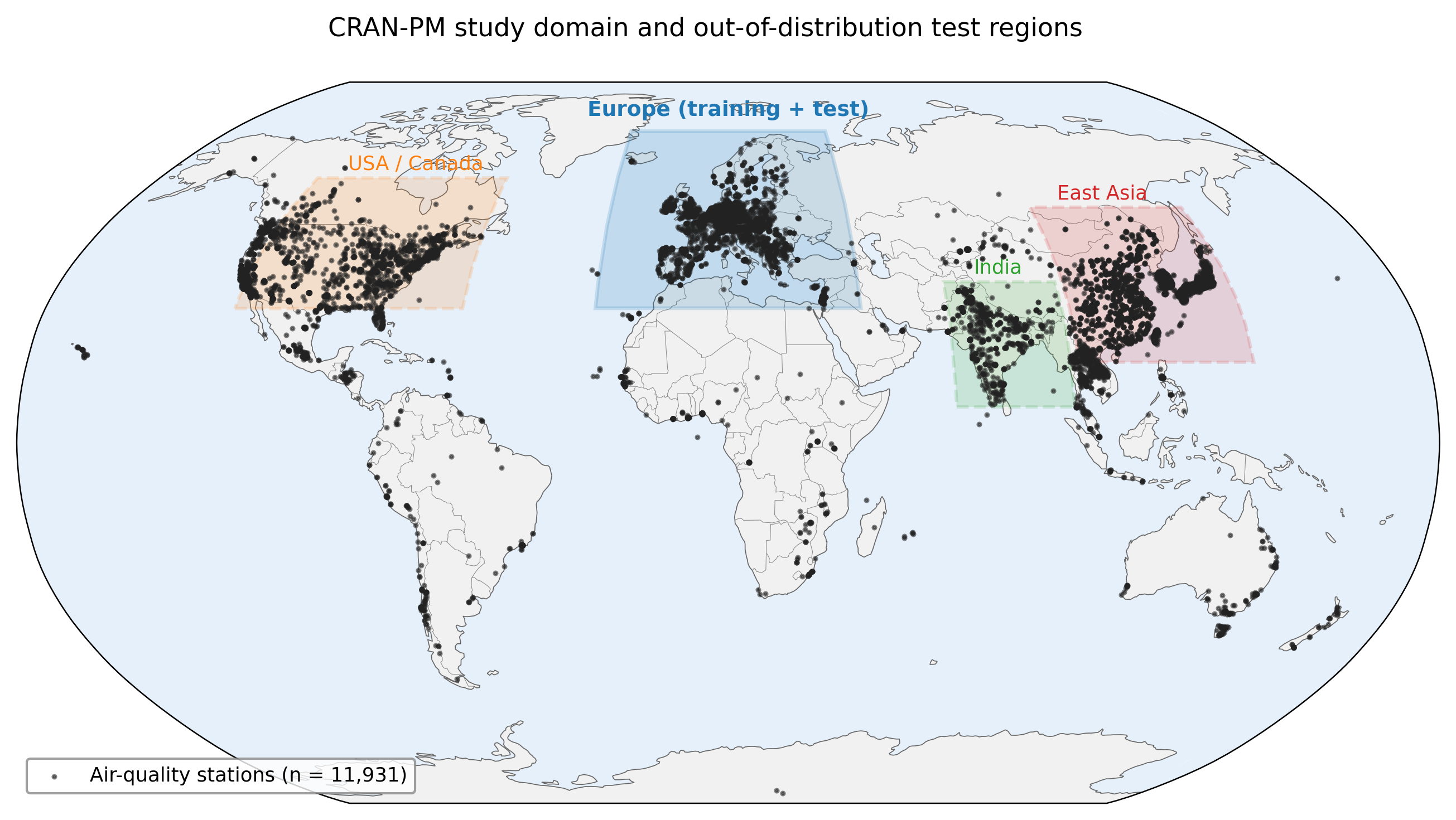 Robinson projection of CRAN-PM training and OOD domains